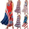 Женское повседневное удобное хлопковое платье с карманами без рукавов и принтом ко Дню независимости