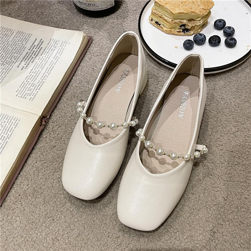 Туфли-лодочки «Мэри Джейн» от Fairy Wind, женская обувь, новинка весны и лета 2025 года, новые туфли на плоской подошве с квадратным носком и жемчужной мягкой подошвой