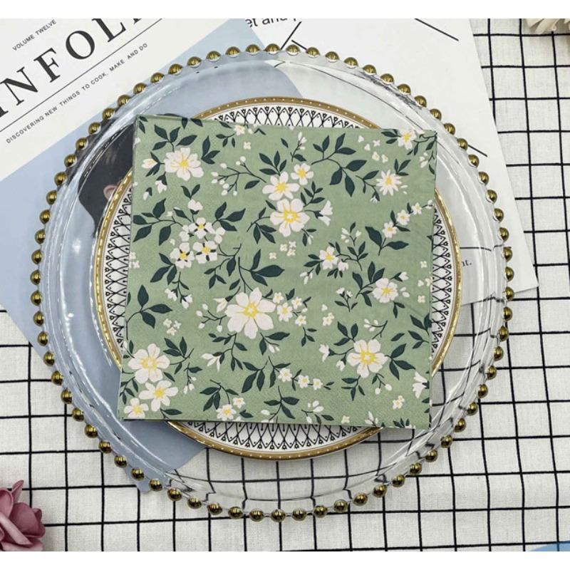 20pcs/Pac 33*33cm 2-Ply Disposable Party Napkin Floral Pattern