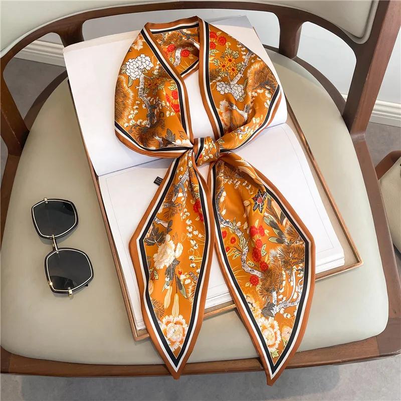 Long Neckerchief Skinny Hair Bands Women Silk Scarfs Fashion Headbands Bag Scarves Print Hairband Neck Scarf For Ladies 14x147cm