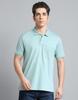 Mens Solid Green Collar Neck Half Sleeve T-Shirt