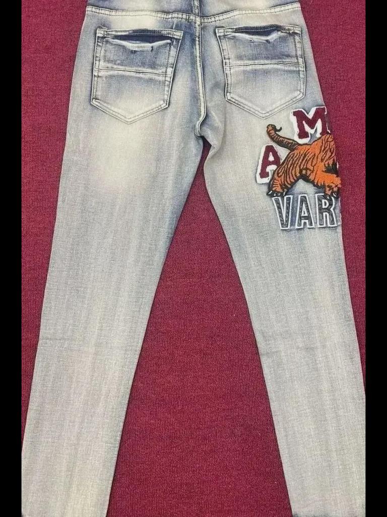 Унисекс летние облегающие джинсы с вышитым тигром - модный стиль Fog