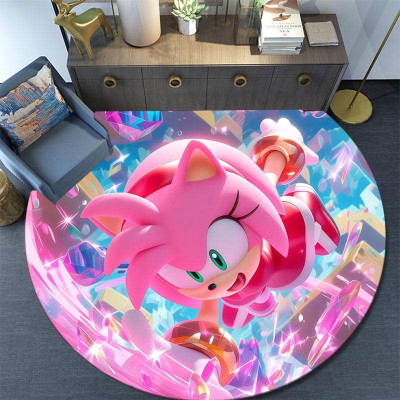 Sonic the Hedgehog,Round Area Rug,Carpet Rug for Living Room Bedroom Sofa Playroom Decor,Non-slip Floor Mat