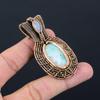 Larimar & Moonstone Gemstone Handmade Pure Copper Wire Wrap Jewelry Pendant For Women