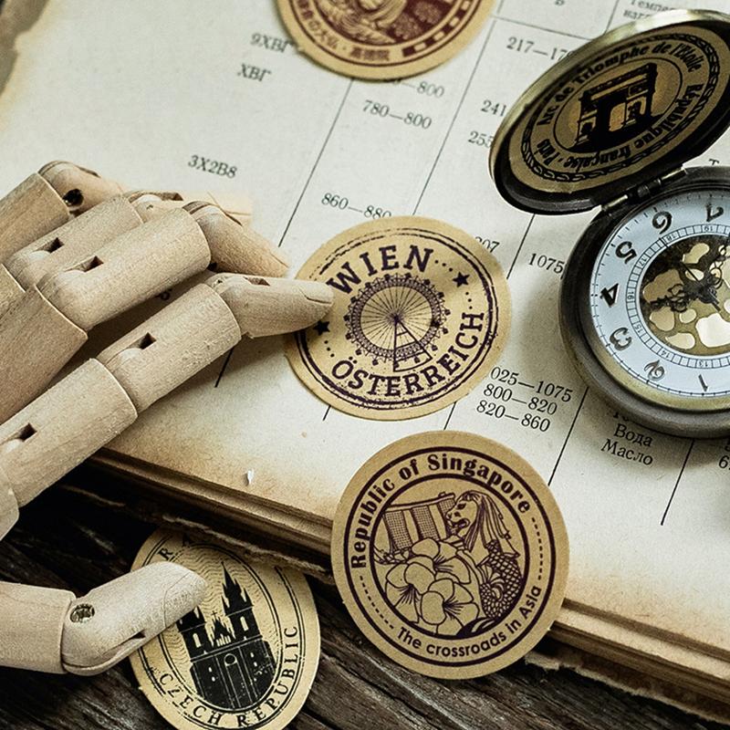 46 шт., набор наклеек «Путешествие в старые времена», винтажные штампы стран, заметки, дневник, наклейка с буквами, декоративный клей