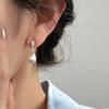 New Medieval Brushed Water Drop Pearl Stud Earrings Women's Niche Design High-end Zirconium Inlaid Earrings Retro Temperament Earrings