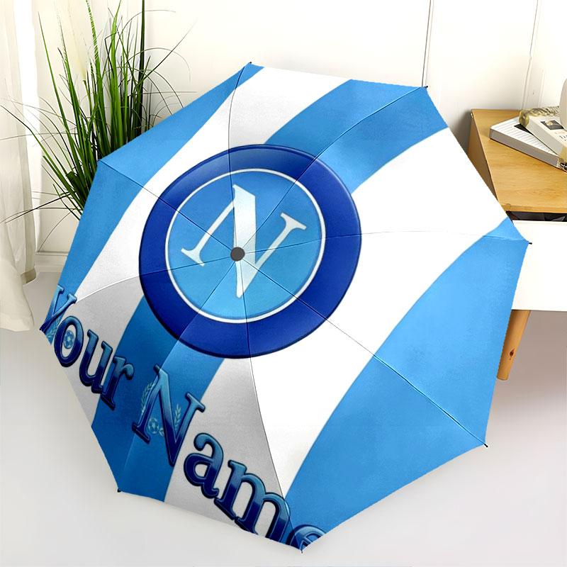 1 PC Automatic Folding Umbrella - SSC Napoli Custom Name Pattern, Portable & Foldable Design with 8 Ribs, Christmas Birthday Gifts