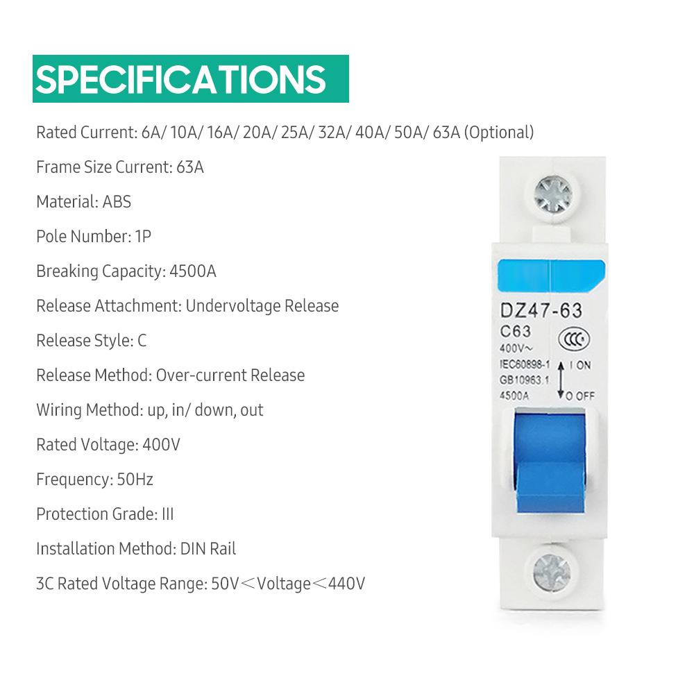 Миниатюрный выключатель остаточного тока, 1 полюс, 400 В, бытовая защита от утечки тока DIN