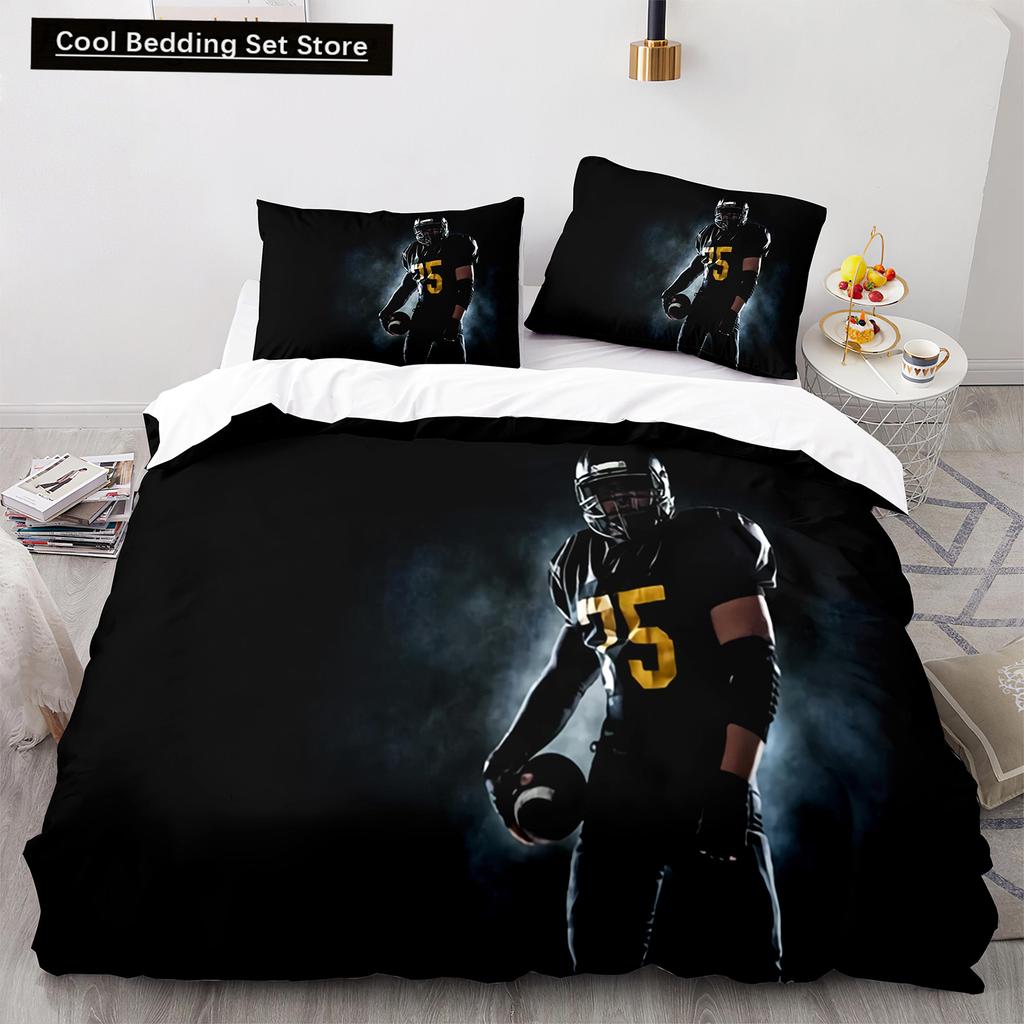 Американский футбол King Queen Пододеяльник с рисунком игрока в регби Комплект постельного белья для детей, подростков, взрослых, мяч, спорт, полиэстеровый пододеяльник