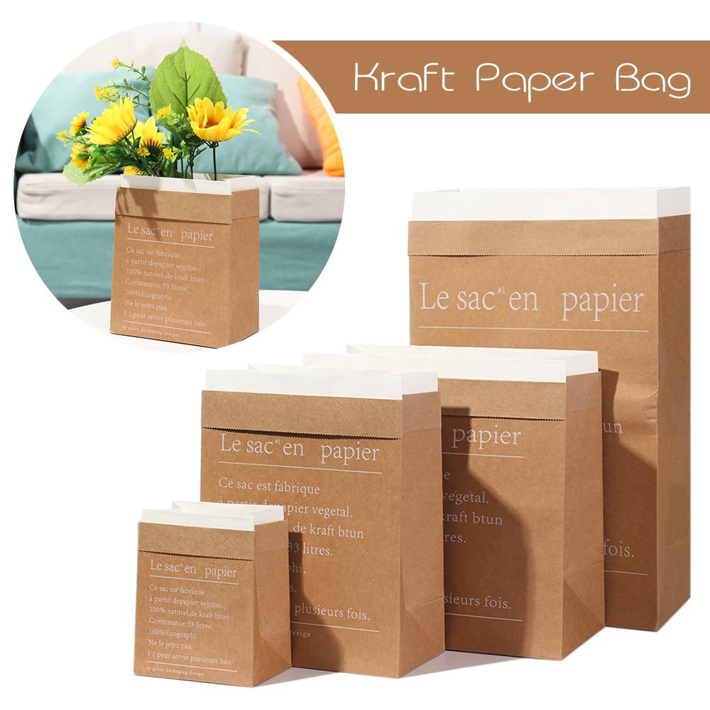 Organize Gift Package Desktop Ornament Kraft Paper Bag Double Layers Storage Basket Vase Flowerpot