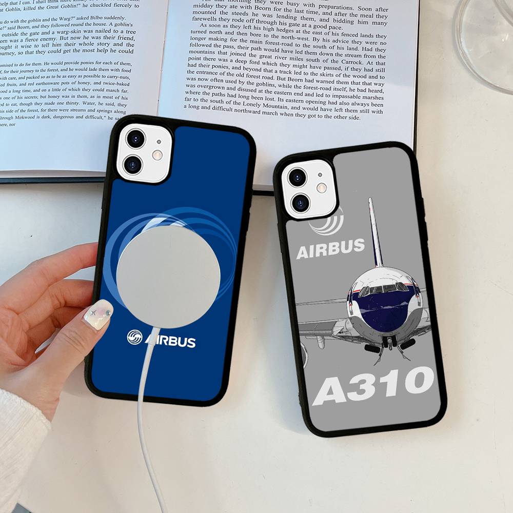 Черный чехол A-Airbus с логотипом для телефона с магнитной зарядкой Magsafe для iPhone 16 15 17 Pro Max 11 12 13 14 Plus
