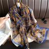 Sunscreen Light Luxury Silk Scarf Commuter Large Shawl Soft Yarn Scarf Temperament Flower Simulation Silk Pattern Scarf Female Large Size