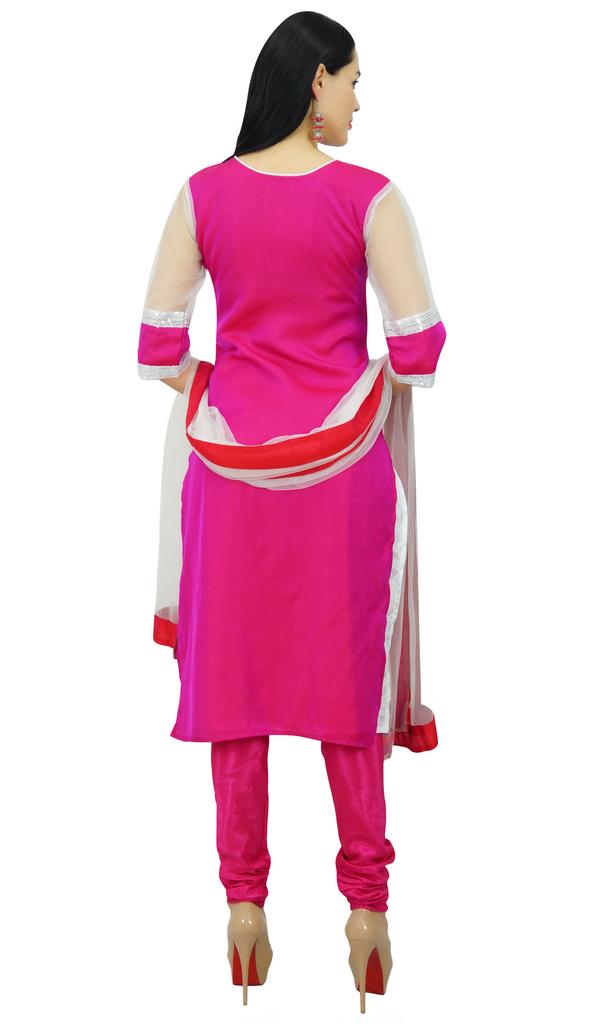 Atasi Womens White Net Straight Salwaar Kameez with Dupatta Readymade Suit