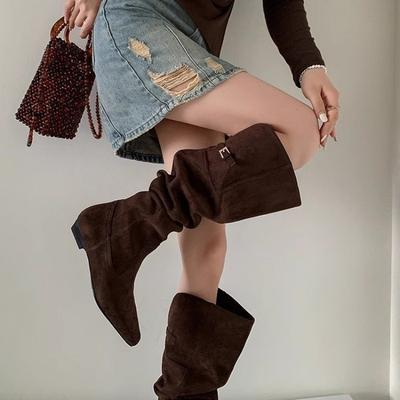 Новые Ретро Длинные Сапоги, Модные Сапоги-Слим до колена, Рыцарские Сапоги, Женская Обувь