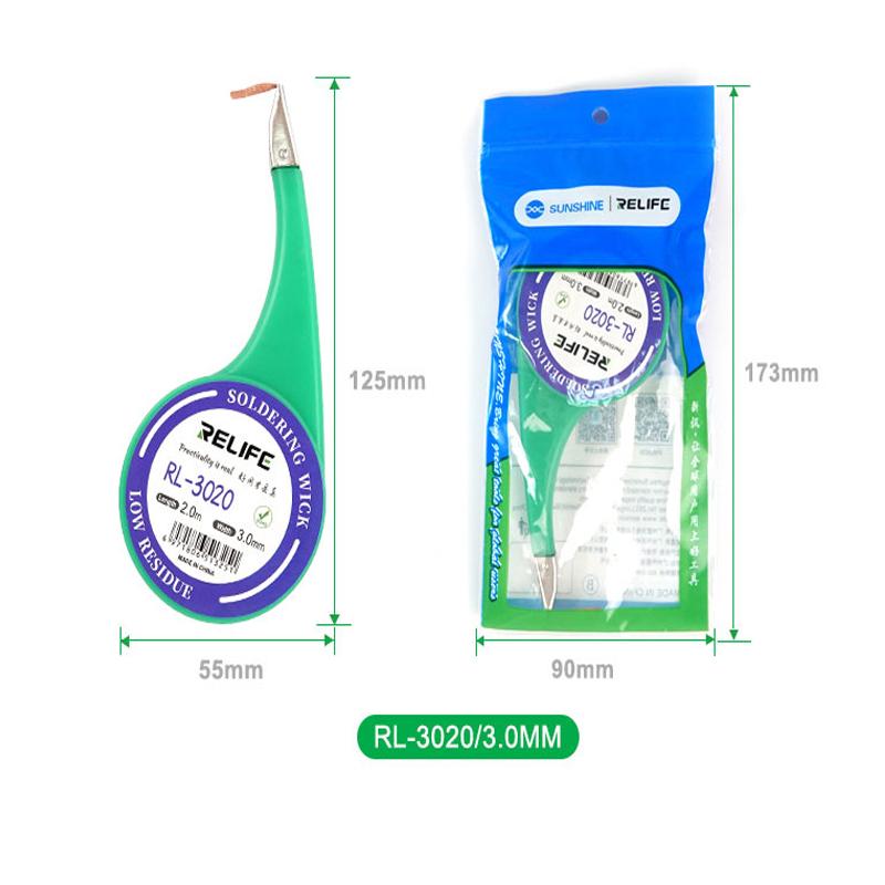 RELIFE Desoldering Wick Wire Mesh Tin Remover 1.5/2.0/2.5/3.0/3.5mm Accurate Control Sucker Braid for BGA Soldering Repair Tools