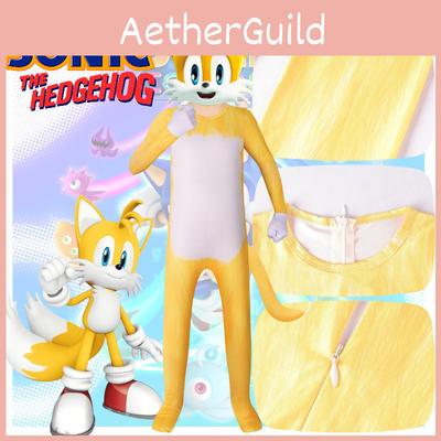 Костюм Соника Двуххвостого Лисёнка для детей, платье для косплея из мягкой молочной шелковой ткани, в европейском и американском стиле