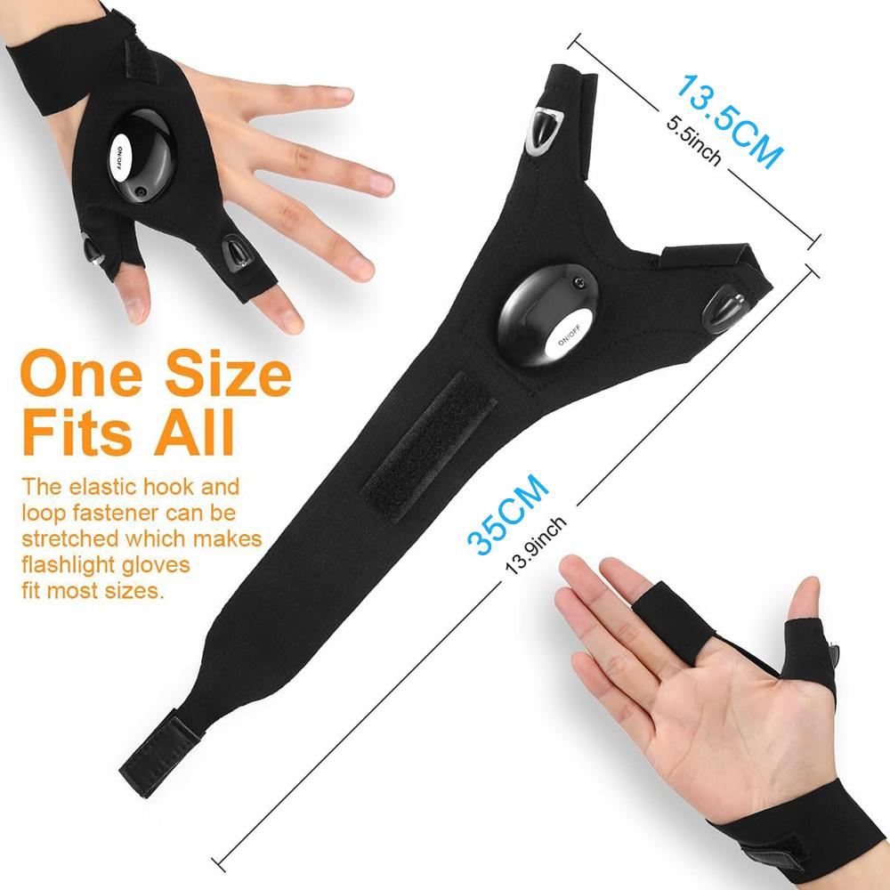 Напальчник Перчатка без пальцев Светодиодный фонарик Водонепроницаемый фонарь для рыбалки на открытом воздухе Кемпинга Пешего туризма Выживания Спасения Ремонта Освещения Инструмент