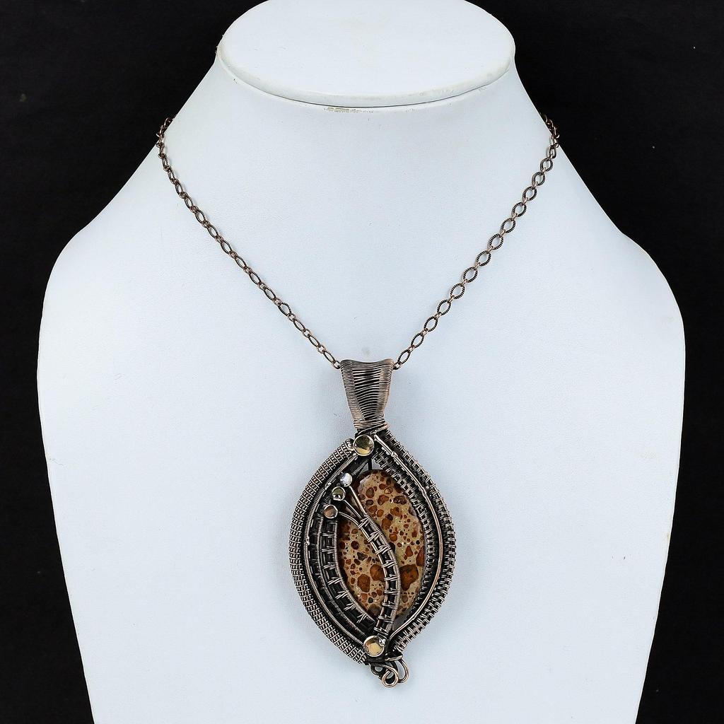 Asteroid Jasper Pendant Copper Wire Wrapped Pendant Dainty Jewelry Handmade Gemstone Pendant Designer Pendant Engagement Gift Copper Jewelry