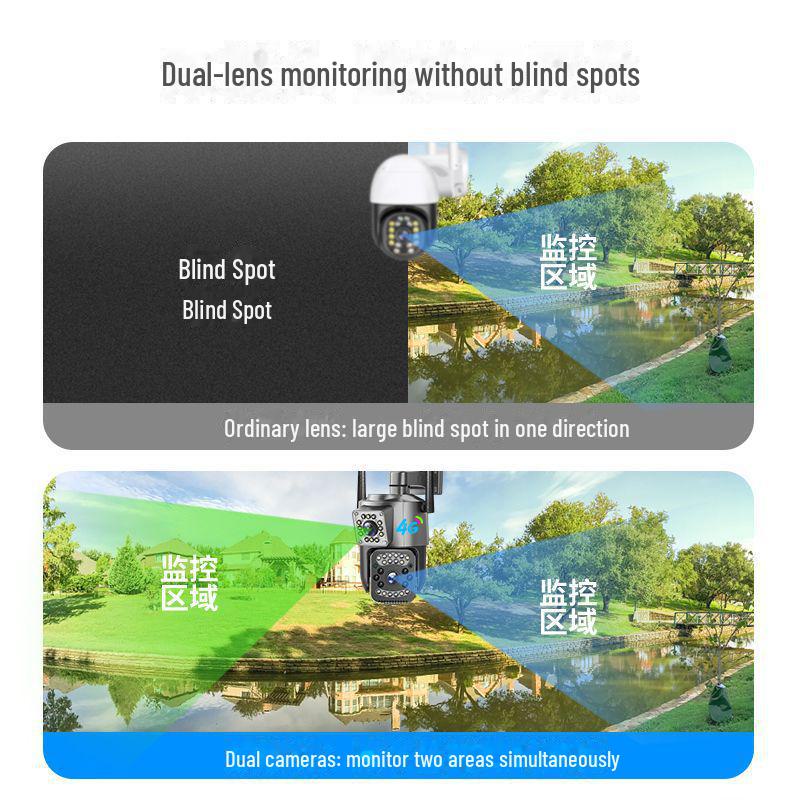 V380 Двойной экран 4G Беспроводная наружная интеллектуальная бинокулярная камера с удаленным мобильным доступом