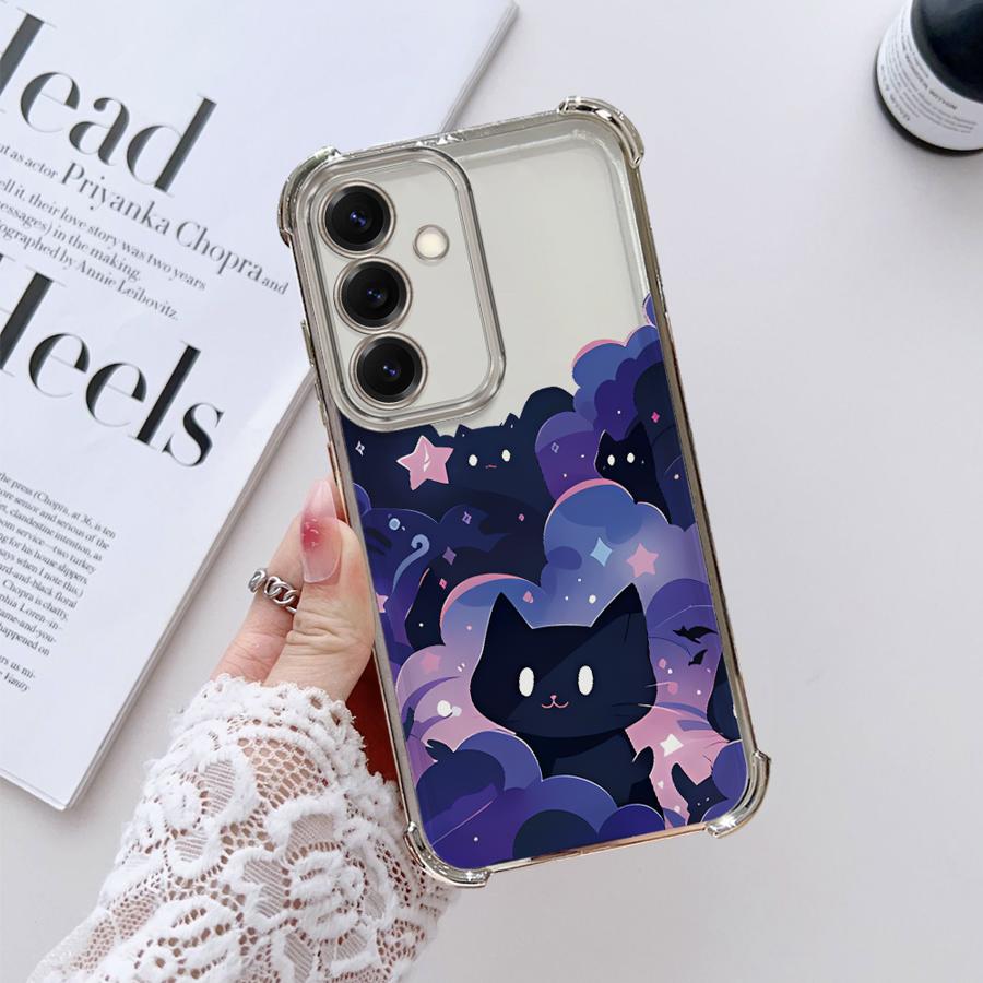 Чехол для Samsung Galaxy A26 A33 A35 A36 A24 A25 A16 A52 A17 A13 A15 A21s Чехол для телефона Черный Кот Звездная Ночь