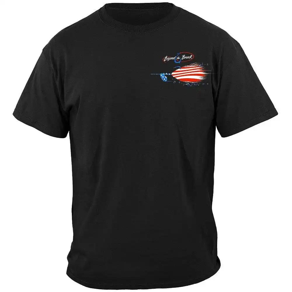 Size S-4XL USA Flag Fluke Skeleton Patriotic Angler Gift T-Shirt  Short Sleeve Casual O-Neck Summer Mens T-shirt