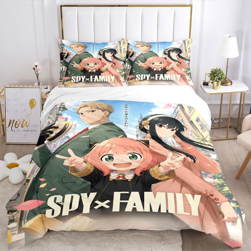 Spy Family Adventure Print 3Pcs Bedding Setduvet Cover With 2 Bedropillowcase Home Birthday Gift