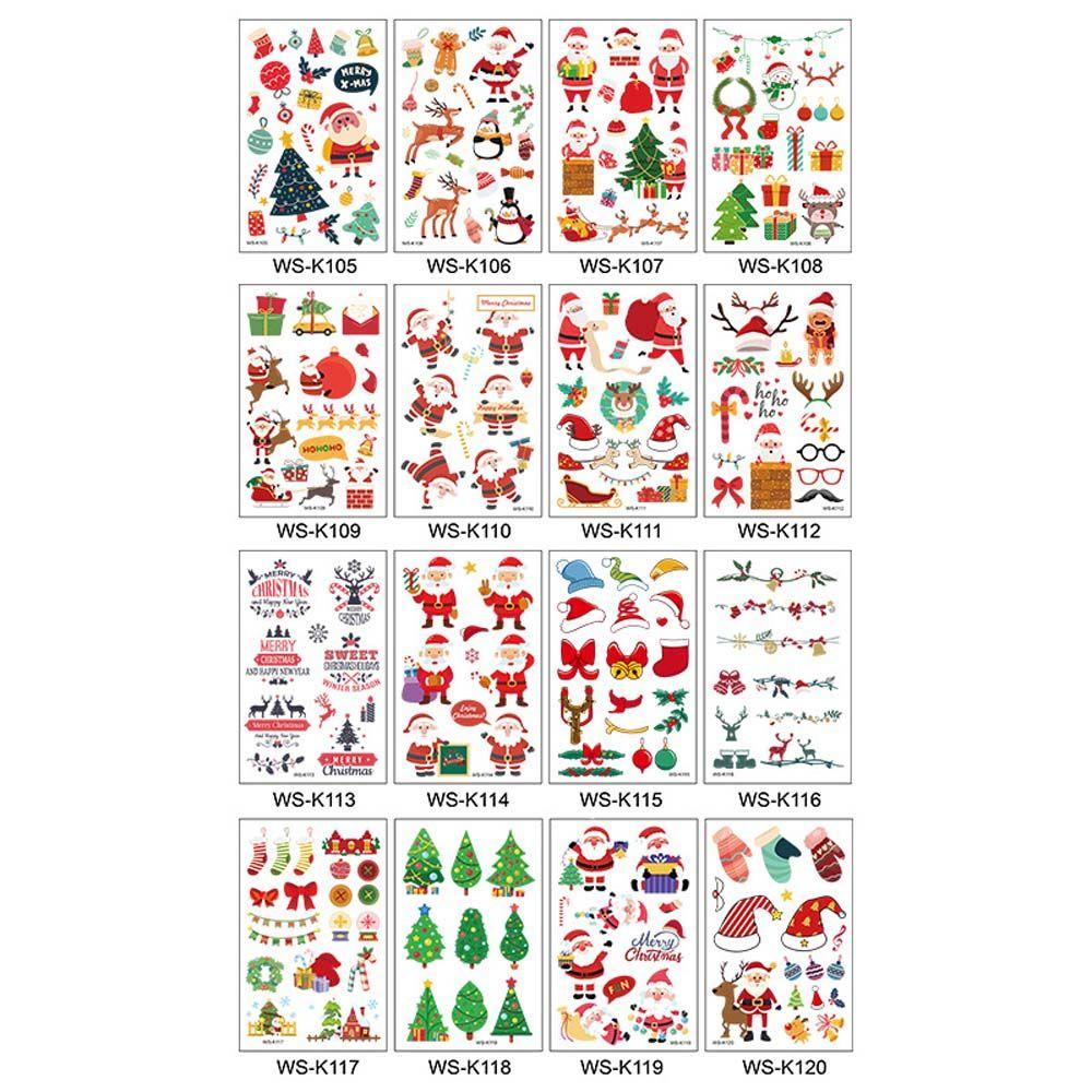 Kids 16PCS/Set Festival supplies Cartoon Leg Arm Neck Christmas Tattoo Stickers Fake tattoo Temporary Tattoos Body Art Decals