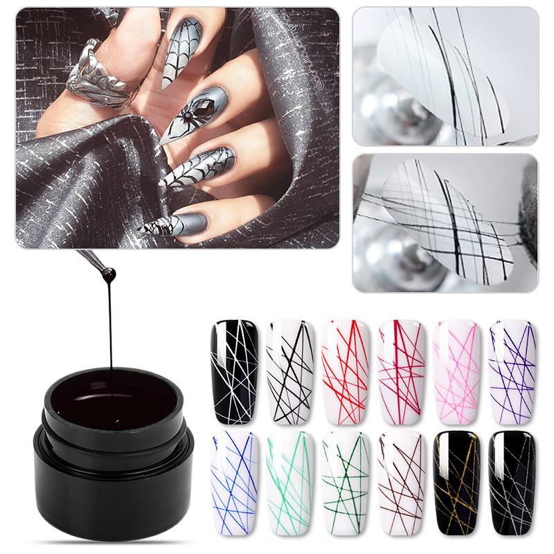 Дизайн ногтей Рисование УФ Гель для ногтей Эластичный Лайнер DIY Паутинка Лак Гель-паук Цветок
