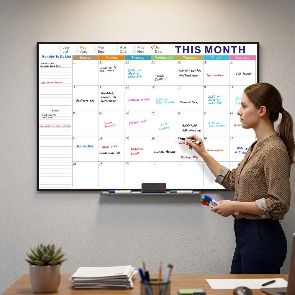 Reusable Calendar Bulletin Board Waterproof Tear Resistant Whiteboard Calendar Erasable Foldable Monthly Planner Board Company