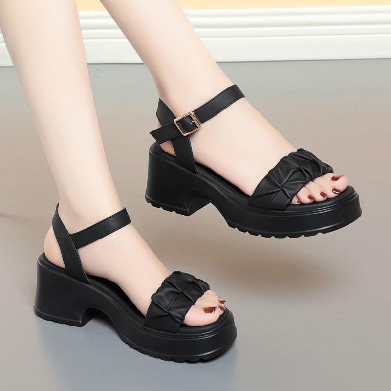 Повседневные универсальные босоножки на толстом каблуке с толстой подошвой для женщин Летние уличные сандалии