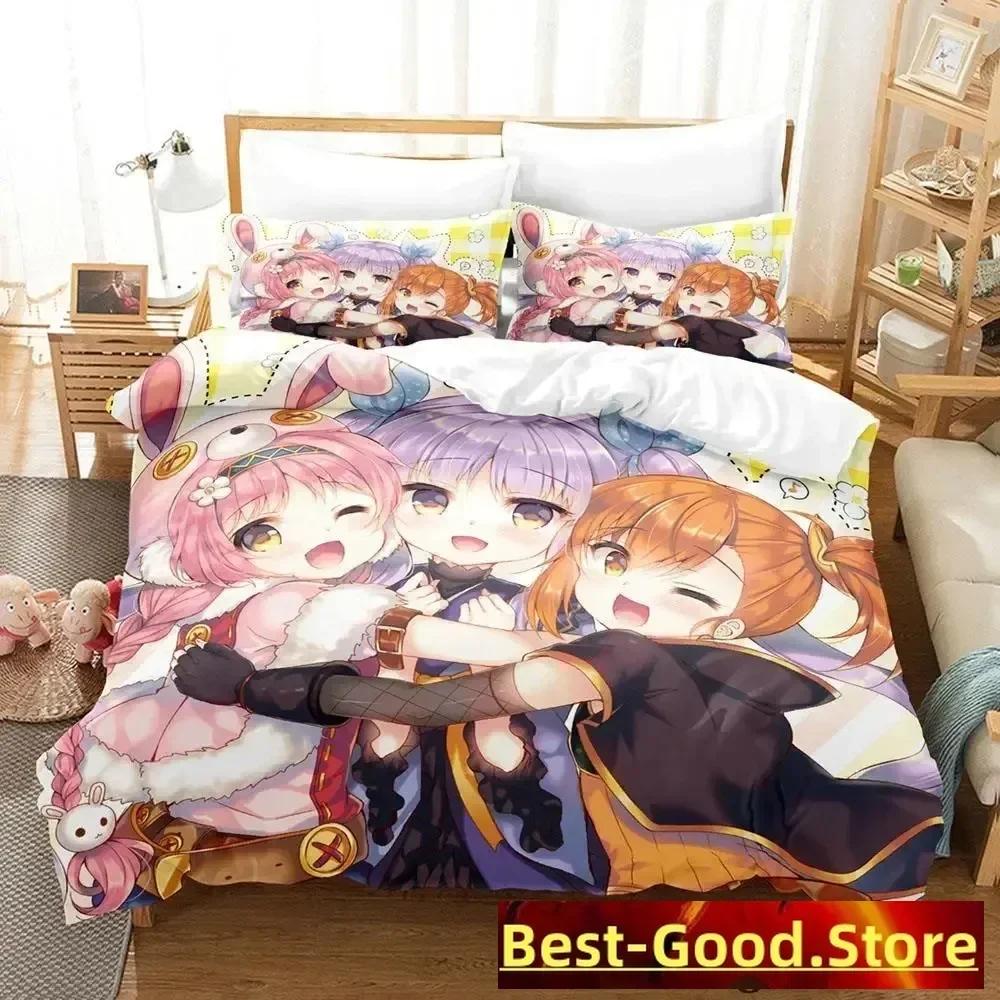 Kawaii Princess Connect! ReDive Bedding Set Single Twin Full Queen King Size Bed Set Adult Kid Bedroom Duvetcover Sets Anime