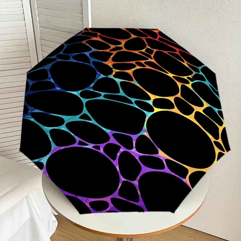 1pc Abstract Pattern Automatic Open/Close Umbrella with Windproof, 8-Rib Sturdy Canopy, Durable Ribs, Fashionable Design1200A