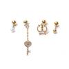 Women's 0.8mm Bar 4-Piece Set Chain Gold Piercing Earrings