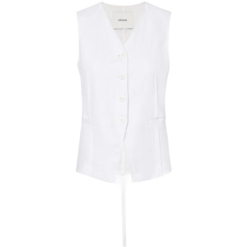 Women's Linen Blend Sleeveless Blazer