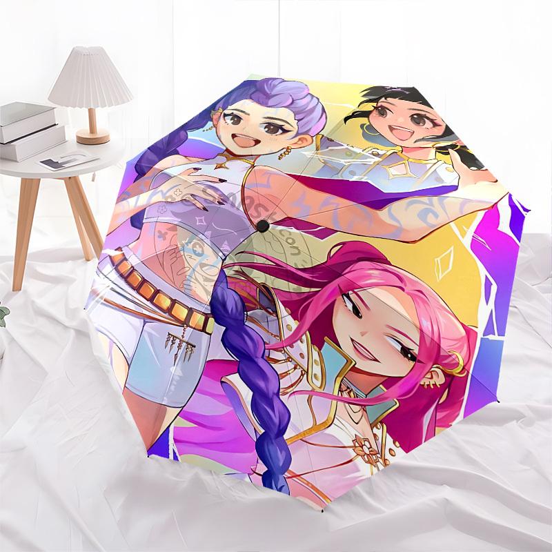 Kpop GirlsThemed Automatic Opening and Closing Umbrella 8 Ribs, Suitable for Leisure and Going Out, Outdoor Accessory, Gothic Style, Fashi