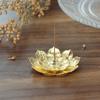 Gold Incense Burner Stick Holder Buddhism Lotus Line Incense Plate Base Temples