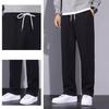 Мужские брюки весна-осень с боковыми карманами, эластичным поясом на шнурке, широкие штанины