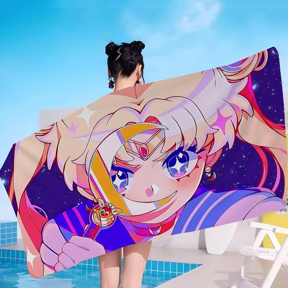 Magical Girl Anime S-Sailor M-Moon Big Microfiber Beach Towels Quick Dry Towel Sand Beach Towels Pool Towel for Travel Swim