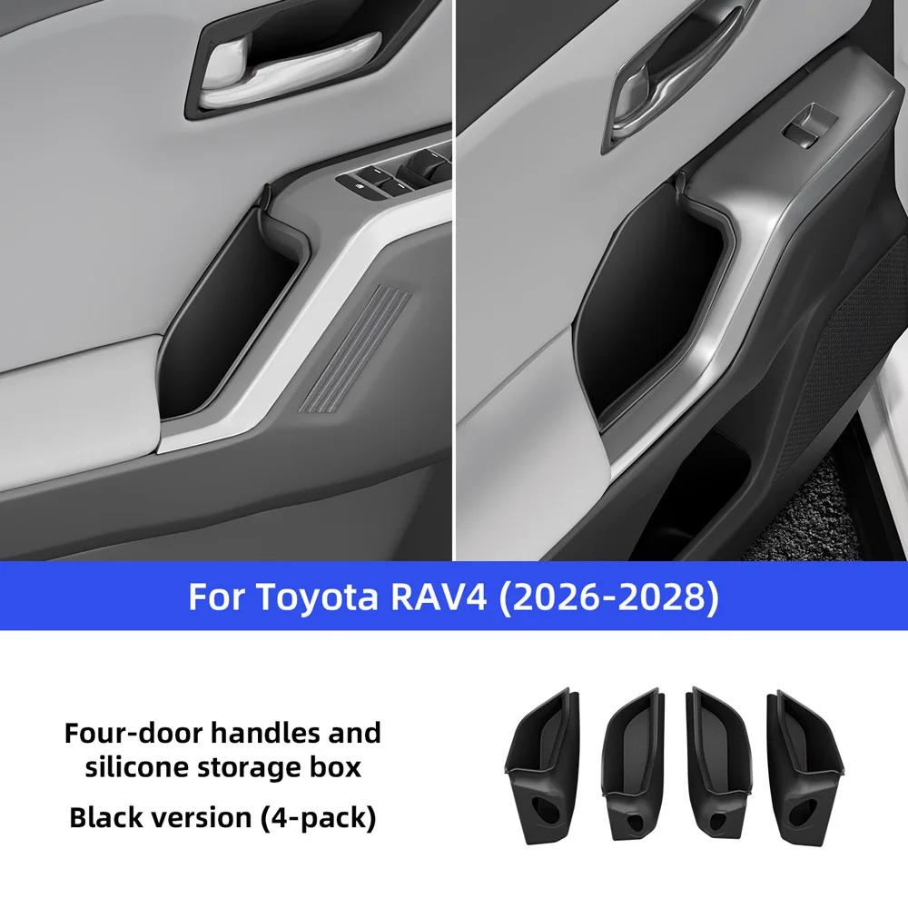 4pcs For Toyota RAV4 2026 2027 2028 Silicone Car Door Inner Handle Storage Box Tray Door Handle Pocket Organizer Accessories