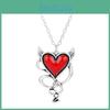 Модное ожерелье в форме сердца с красной эмалевой подвеской и цепочкой из сплава для летних трендов
