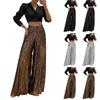 Women's Fashion Casual High Waist Thin Trousers Solid Colour Sequin Wide Leg Trousers