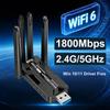 AX1800 WiFi USB-адаптер WiFi6 Двухдиапазонный 2,4 ГГц 5 ГГц 4 Антенны USB-донгл WPA3 MU-MIMO Беспроводная карта-приемник для ПК/Ноутбука