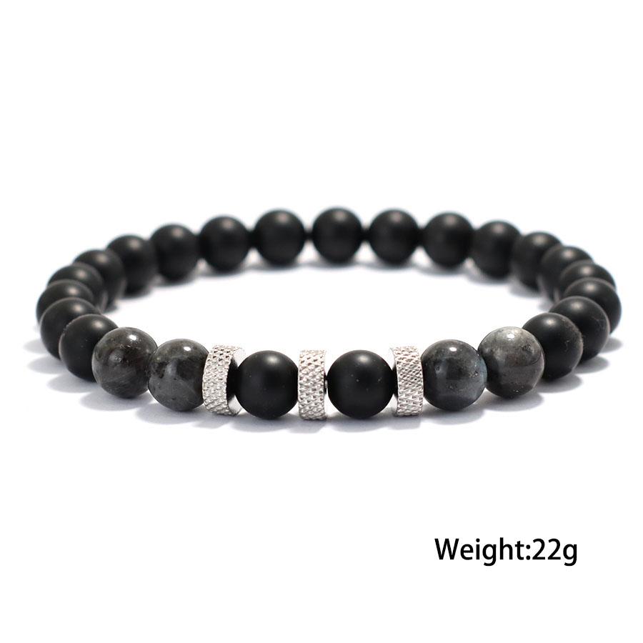 Stylish Men Bracelet 8mm Natural Volcanic Blue Howlite Tiger Eye Stone Beaded Braclet Retro String Braslet Casual Accessories