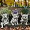Decorative Garden Planter Funny Bulldog Pot Novelty Middle Finger Dog Flower Cute Plant Statue for Outdoor Indoor Office Desk Decor Unique