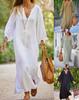 Женское весенне-летнее длинное платье с однотонным карманом, свободные платья-рубашки, женская повседневная свободная одежда для женщин