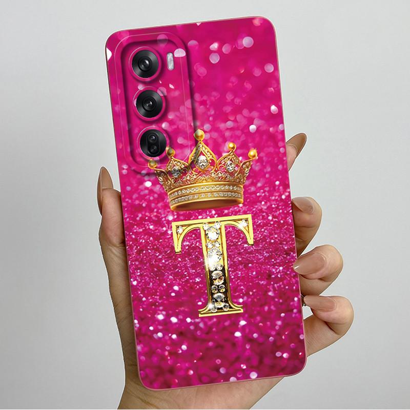 Чехол для OPPO Reno 12 Pro 5G С буквенным принтом Корона Жидкий силикон Чехол для телефона Для OPPO Reno12 Reno 12 12Pro Coque CPH2625 CPH2629 Funda