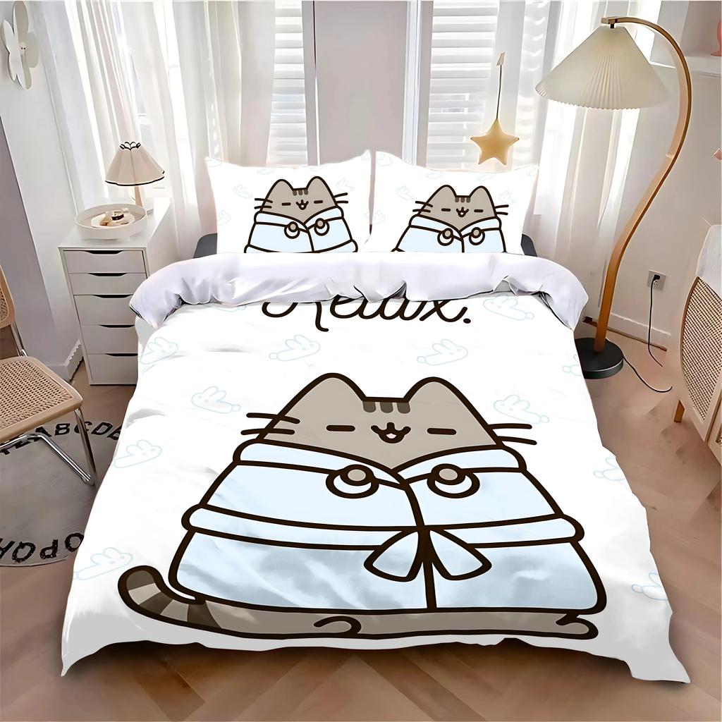 Exquisite cute Print Duvet Cover Set 3DP-Pusheens Cat 2/3pcs Bedding Set Single Double King Size Kids Boy Girl Bedroom Decor