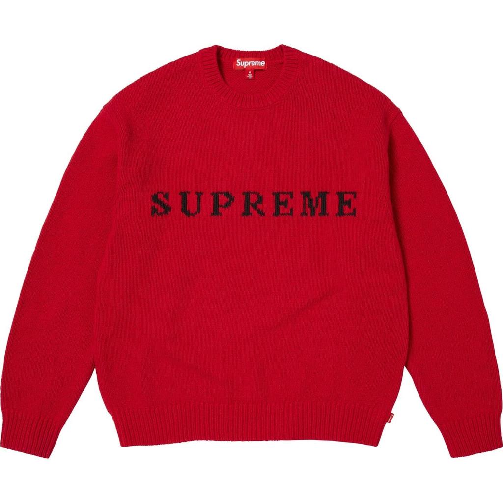 Supreme Contrast Logo Sweater Red