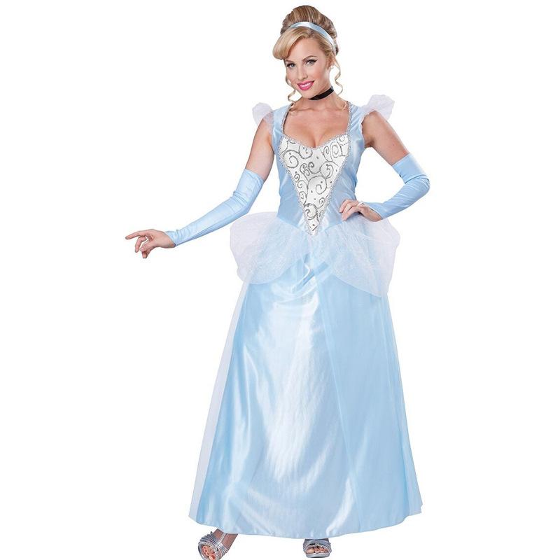Halloween Cosplay Costume for Women, Anna Elsa Princess Dress, Adult Anime Party Gown, Role Play Performance Outfit