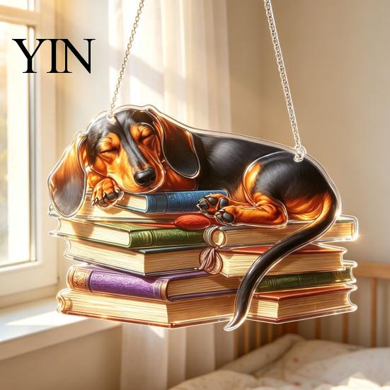 Unique Gift for Friends Dachshund Hanging Ornament, Acrylic Window Sun Catcher, Cute Catcher Decoration Windows Dog Home Room Decor, Front Porch